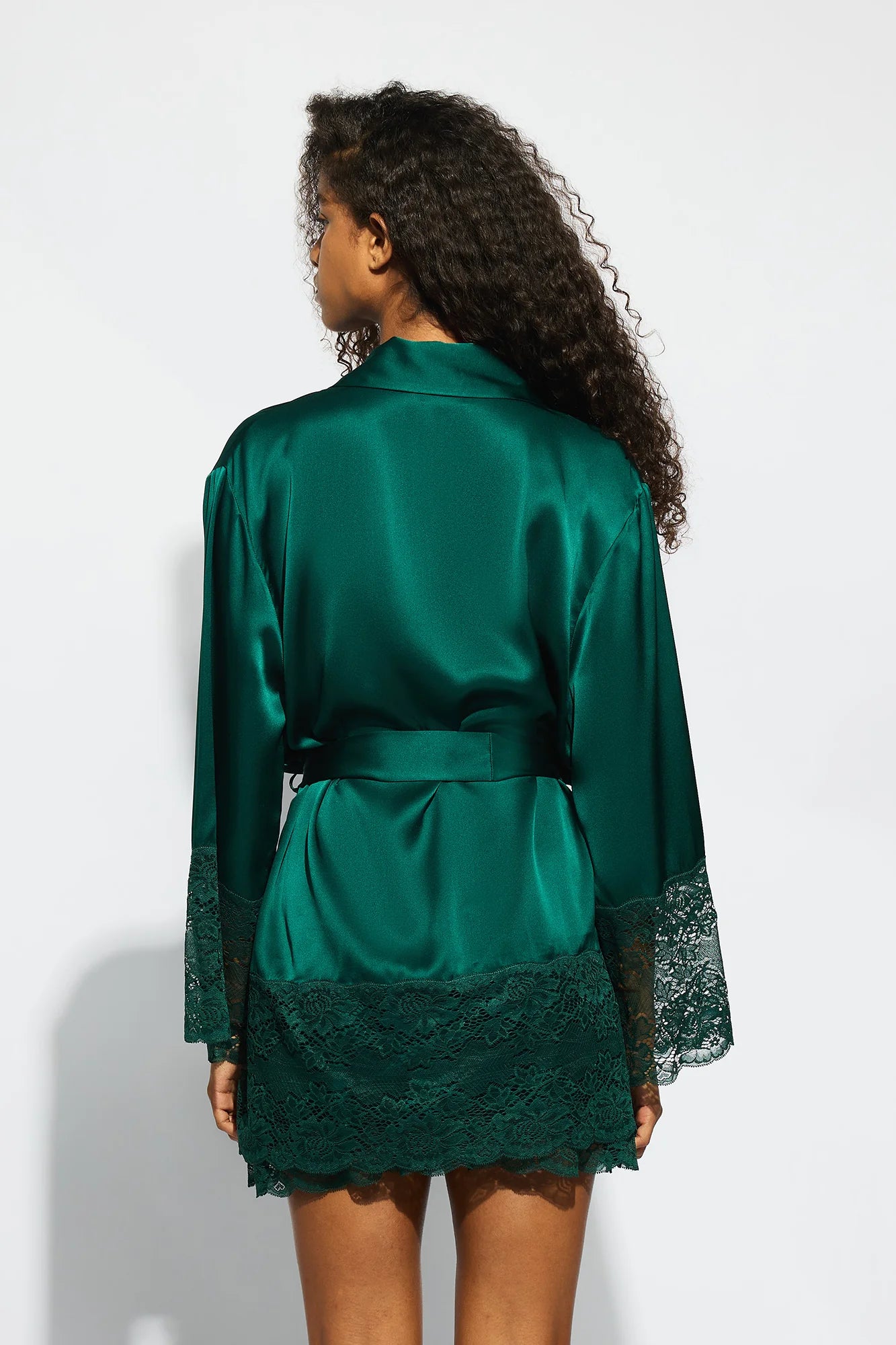 Silk Lace Robe - Emerald