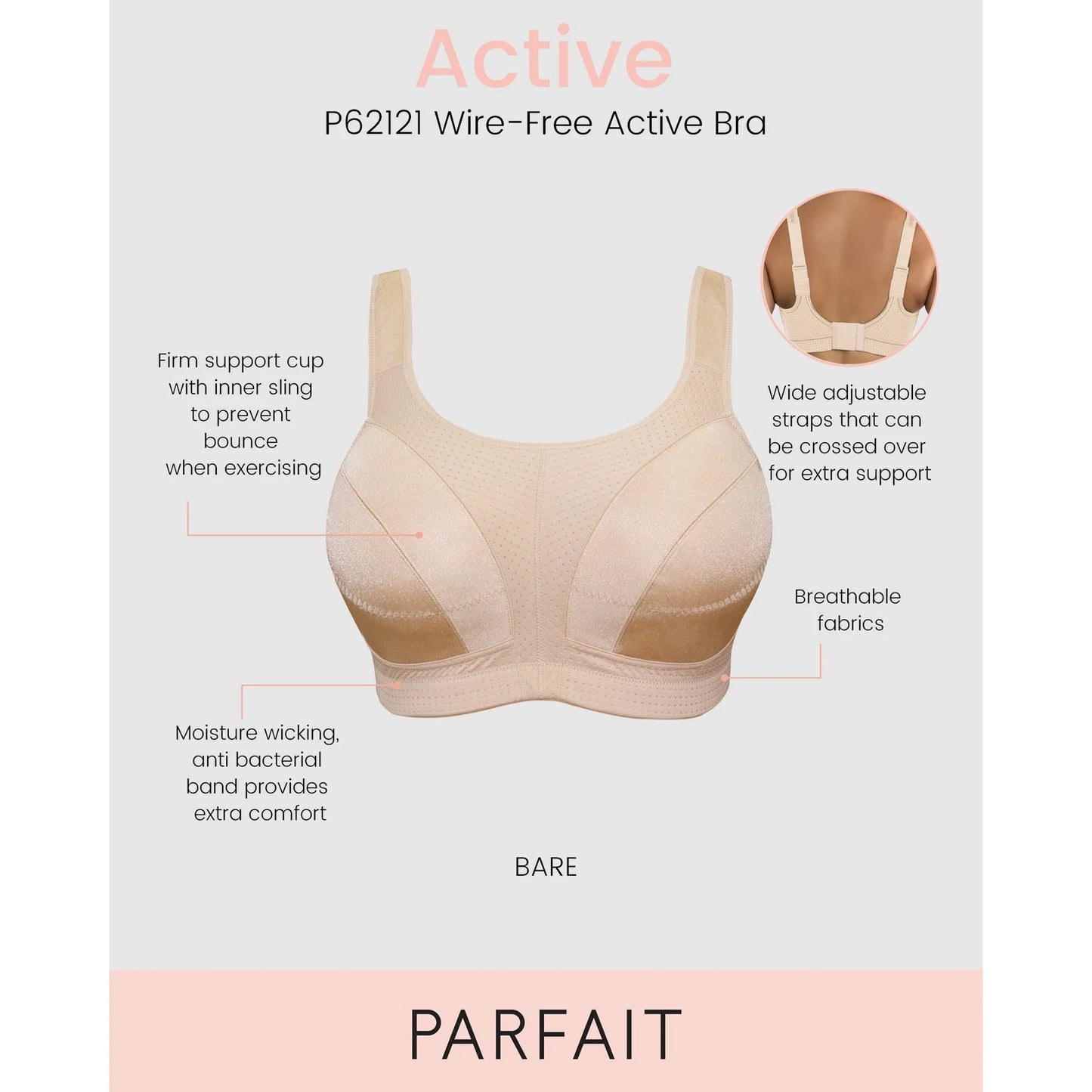 Active Wirefree D+ High Impact Sports Bra - Nude