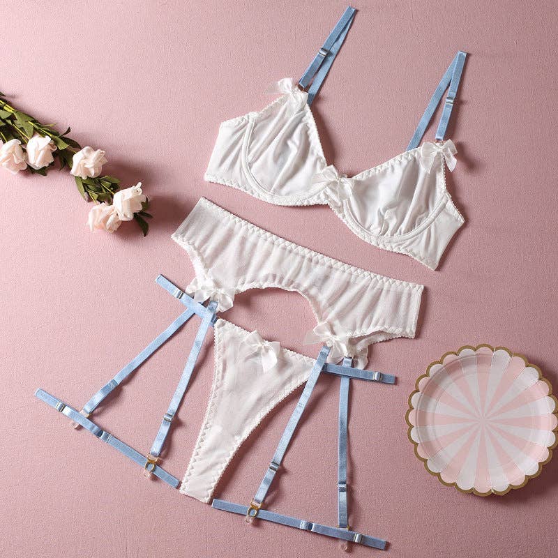 Color Block Lingerie Set - White