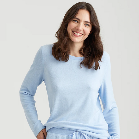 Feather Soft Crew Neck L/S Top - Crystal Blue