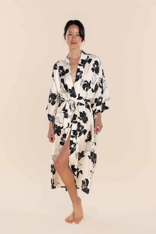 Daisy Silky Satin Robe - Ivory