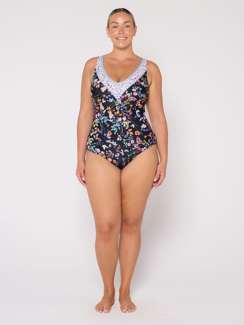 V Neck Underwire One Piece in Madeira