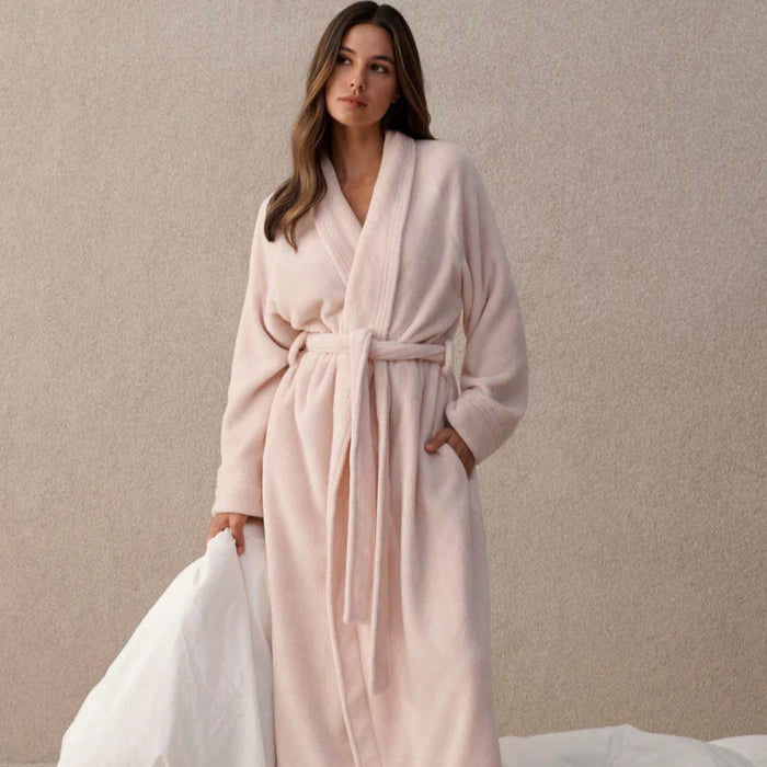 Long Plush Robe - Rose